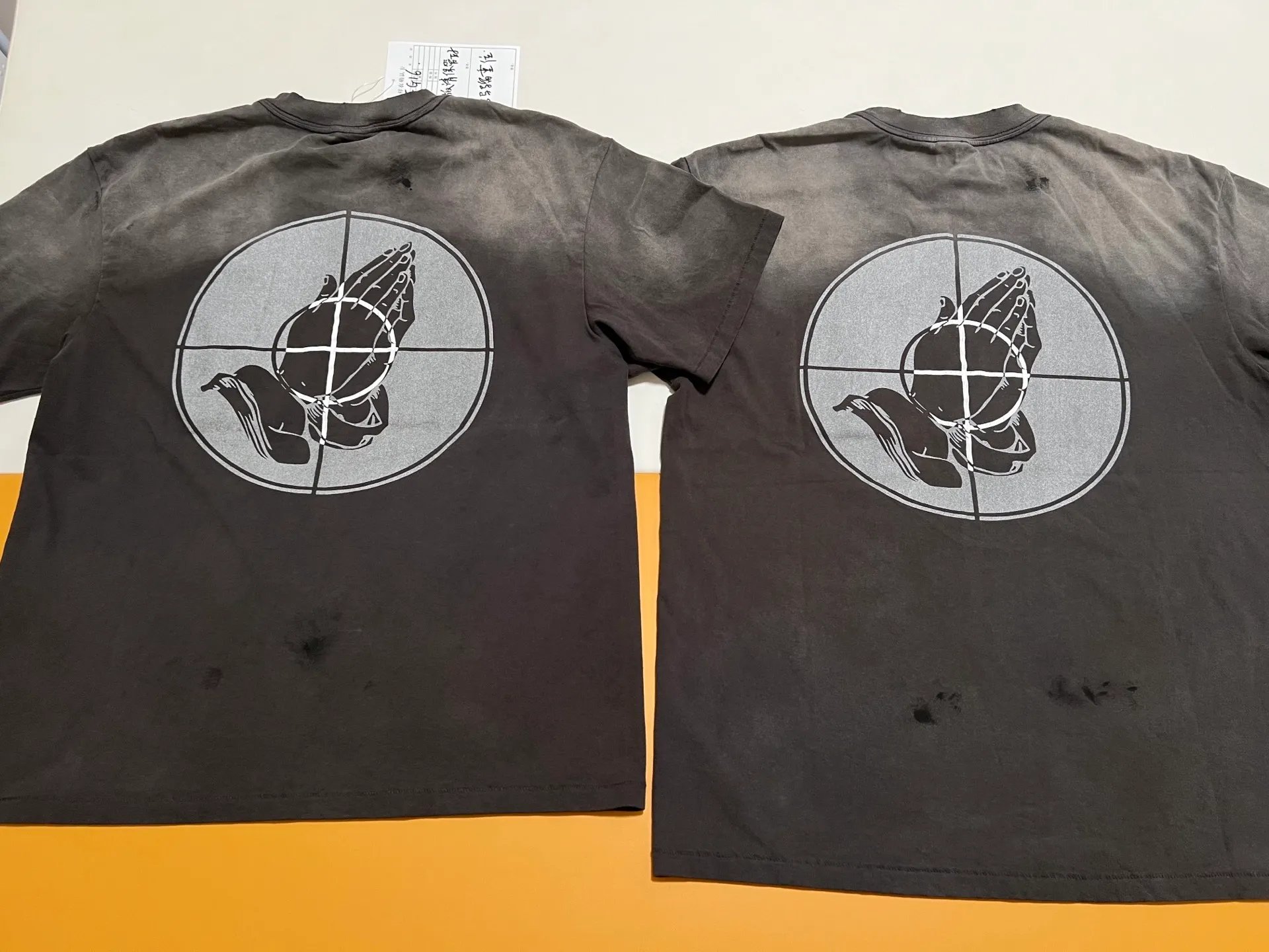 Washing/printing proofing SAINT Mxxxxxx × FEAR OF GOD FG_SS TEE/SNT OF GOD/BLK 25SS Heavy FOG joint model SAINT OF GOD prayer short-sleeved wash black S-XL